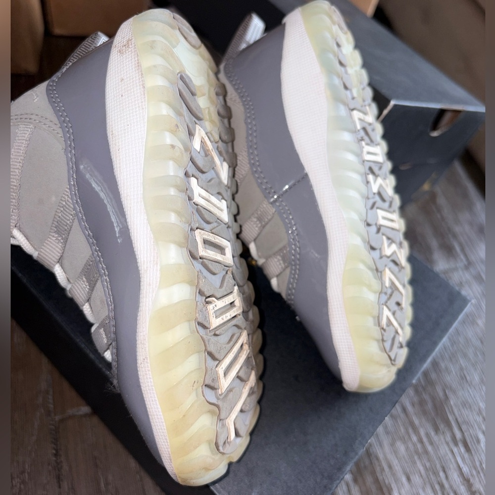 Jordan 11 Retro (TD) Gray Patent and Suede Sneakers Sz 8C - Picture 8 of 9